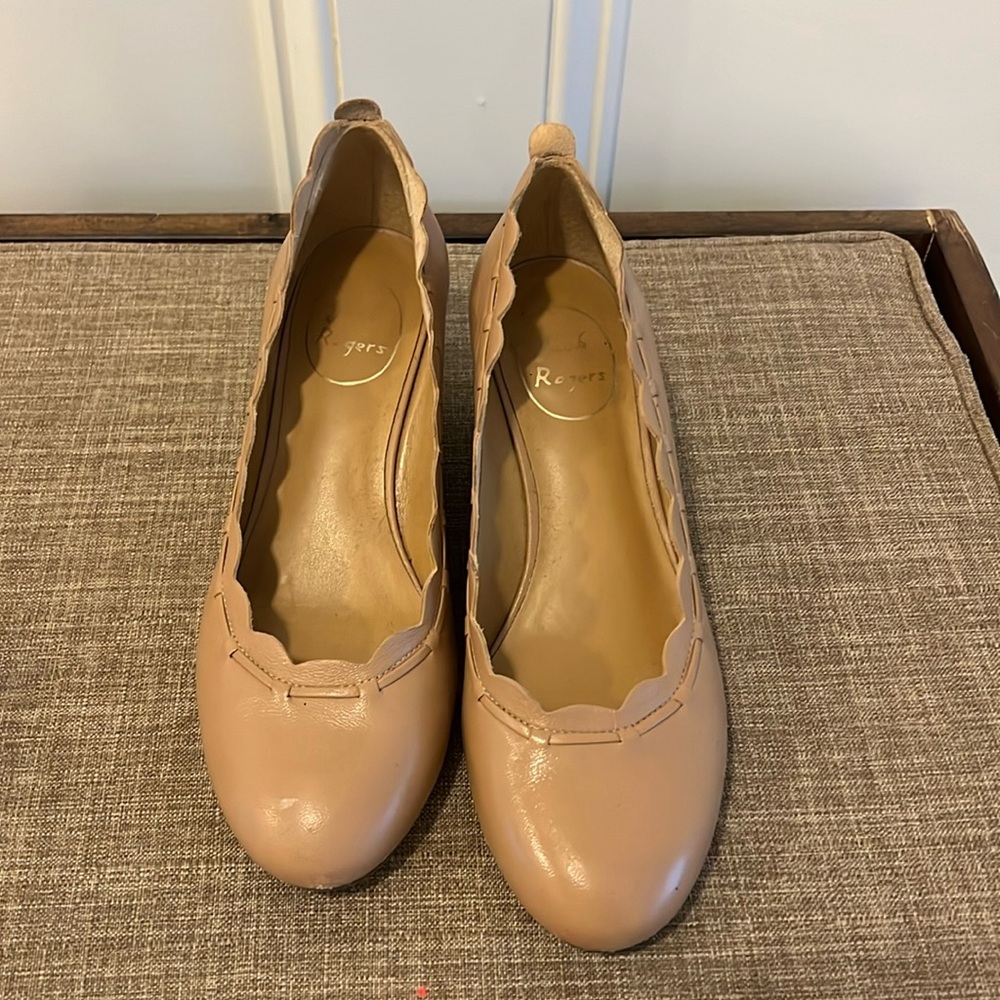 Jack Rogers tan leather wedges. Soft leather. Gently used with minor toe scuffs